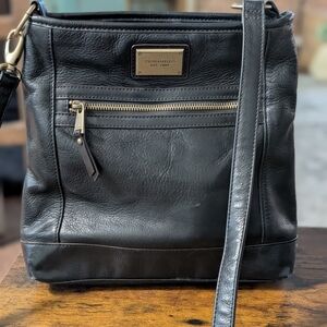 Tignanello Black Leather Crossbody Bag